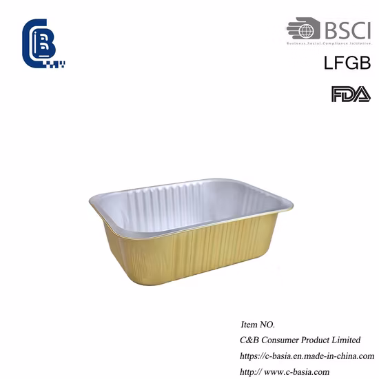 Recipiente descartável da folha de alumínio de 1350ml, recipiente da refeição da bandeja do bolo da folha de cozimento dos utensílios de cozinha, empacotamento do fast food com recipiente da folha de alumínio
