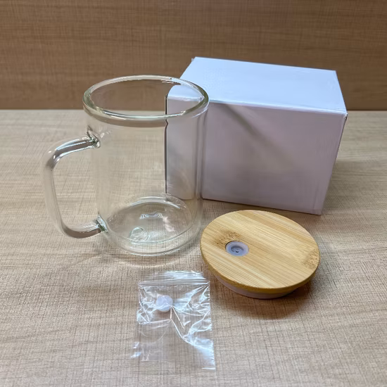 Caneca de cerveja de vidro fosco de sublimação de 11 onças de vidro transparente com alça